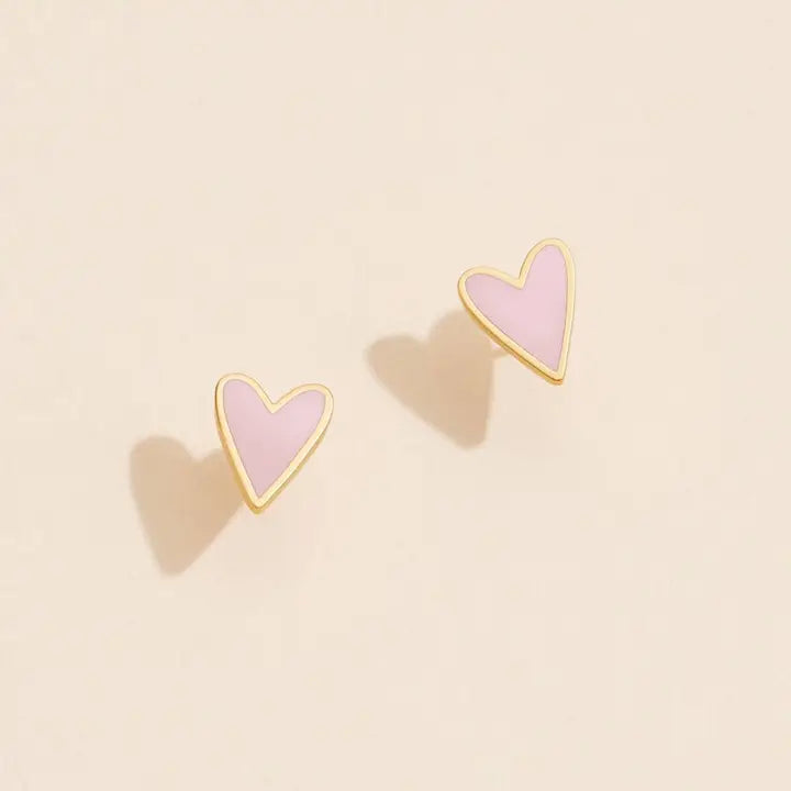 Pink Heart Stud Earrings