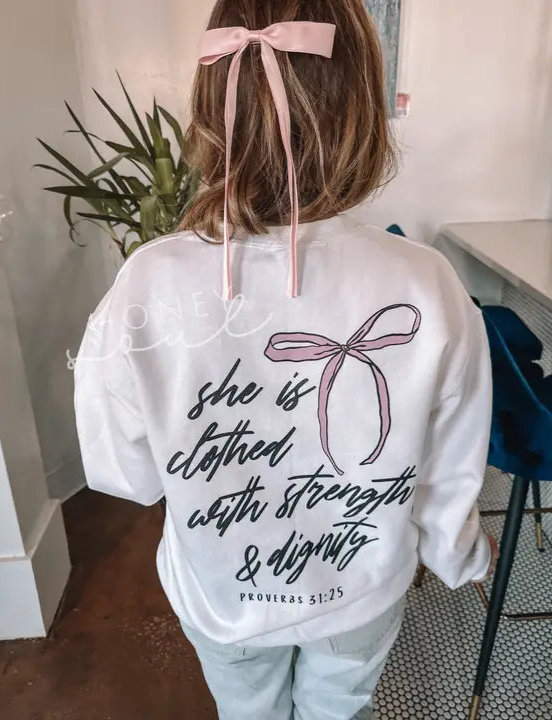 Strength and Dignity Bow Sweatshirt