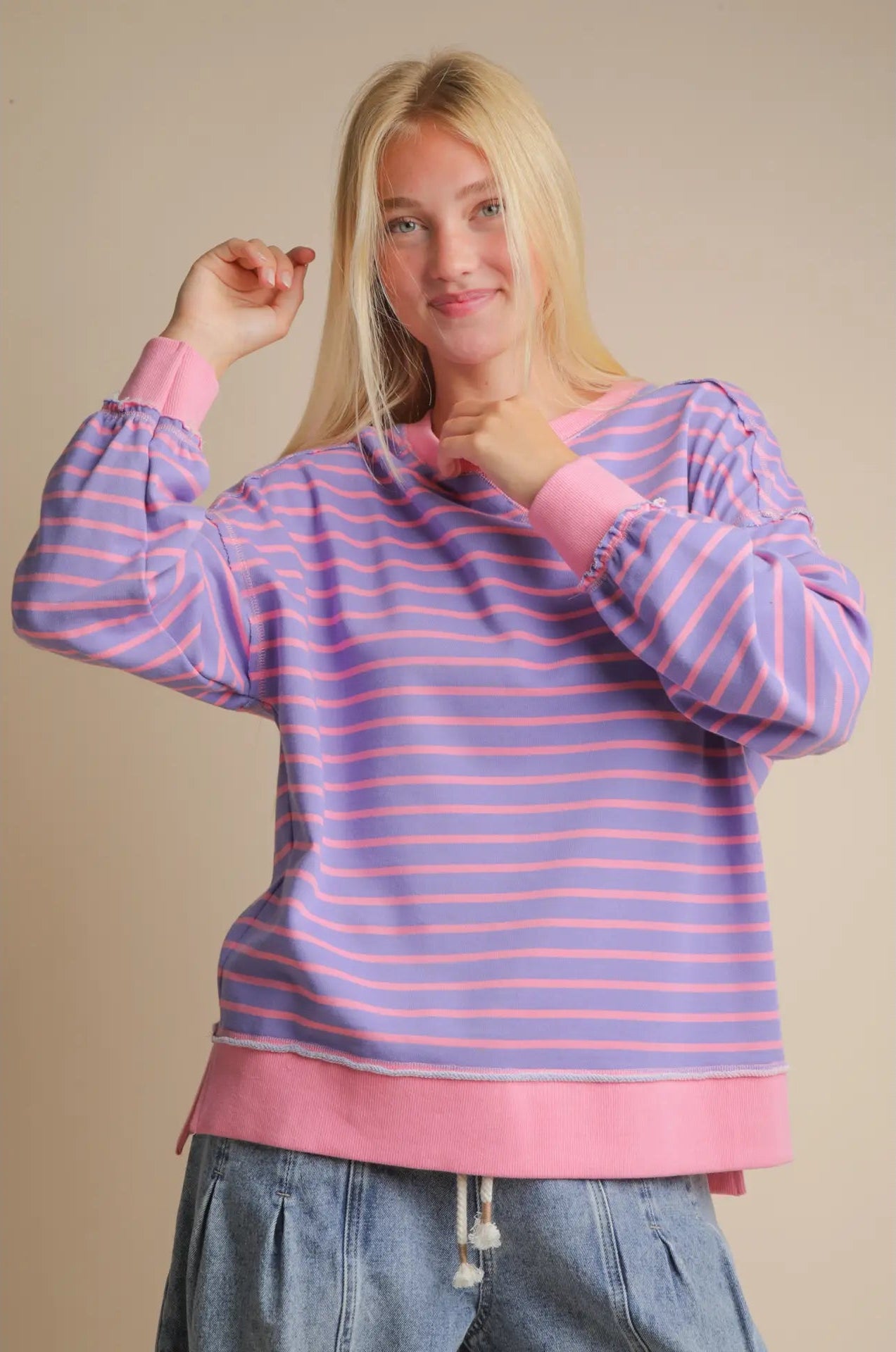 Garden Stripe Oversized Crewneck