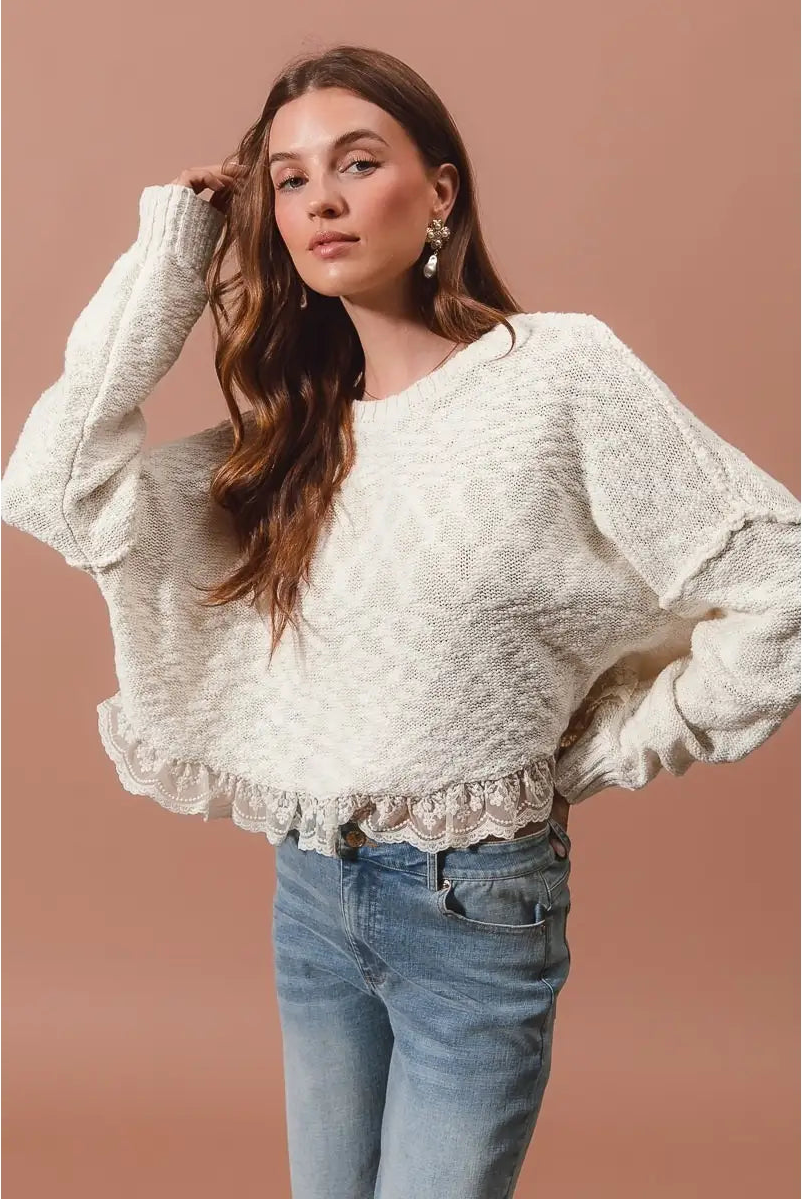 Ivory Lace Knit Sweater