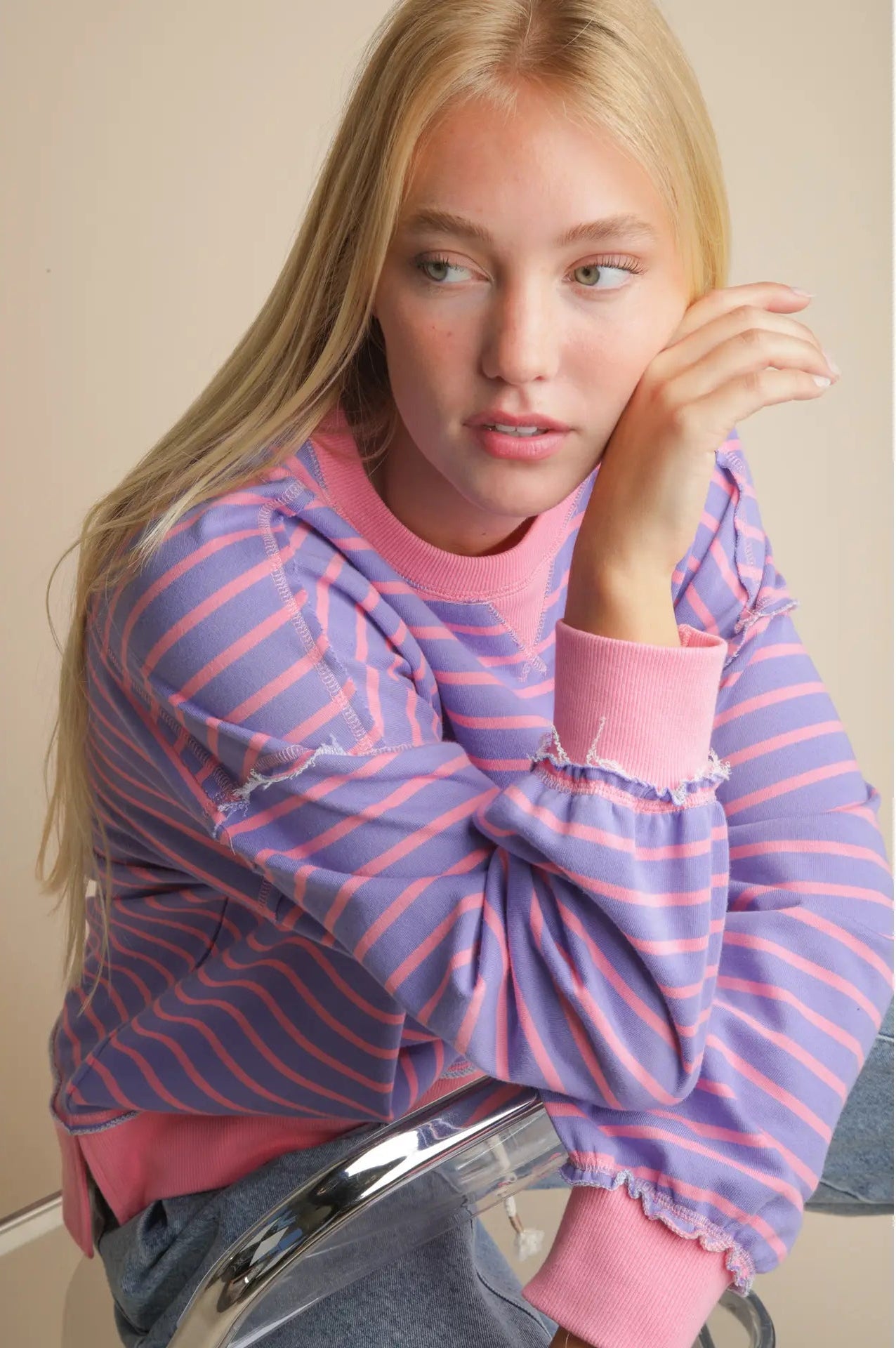 Garden Stripe Oversized Crewneck