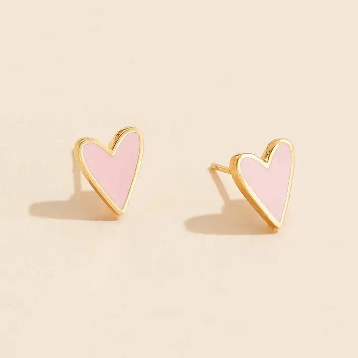 Pink Heart Stud Earrings