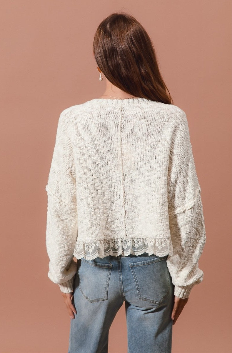 Ivory Lace Knit Sweater