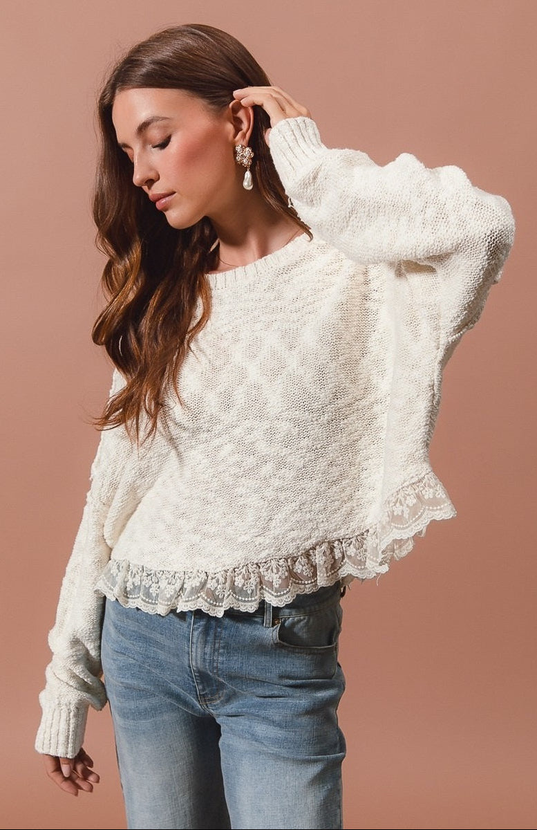 Ivory Lace Knit Sweater