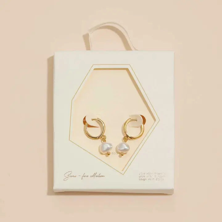 Faith & Pearl Gold Hoop Earrings