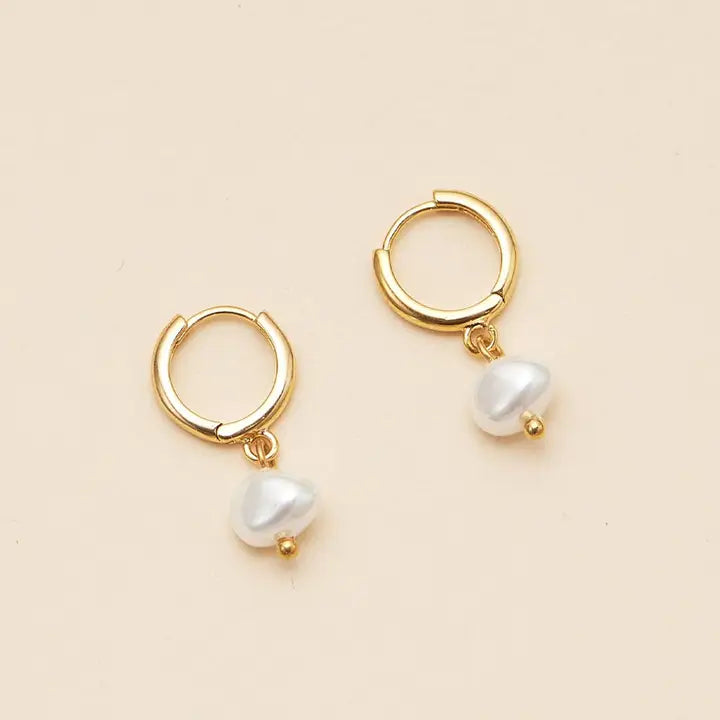 Faith & Pearl Gold Hoop Earrings