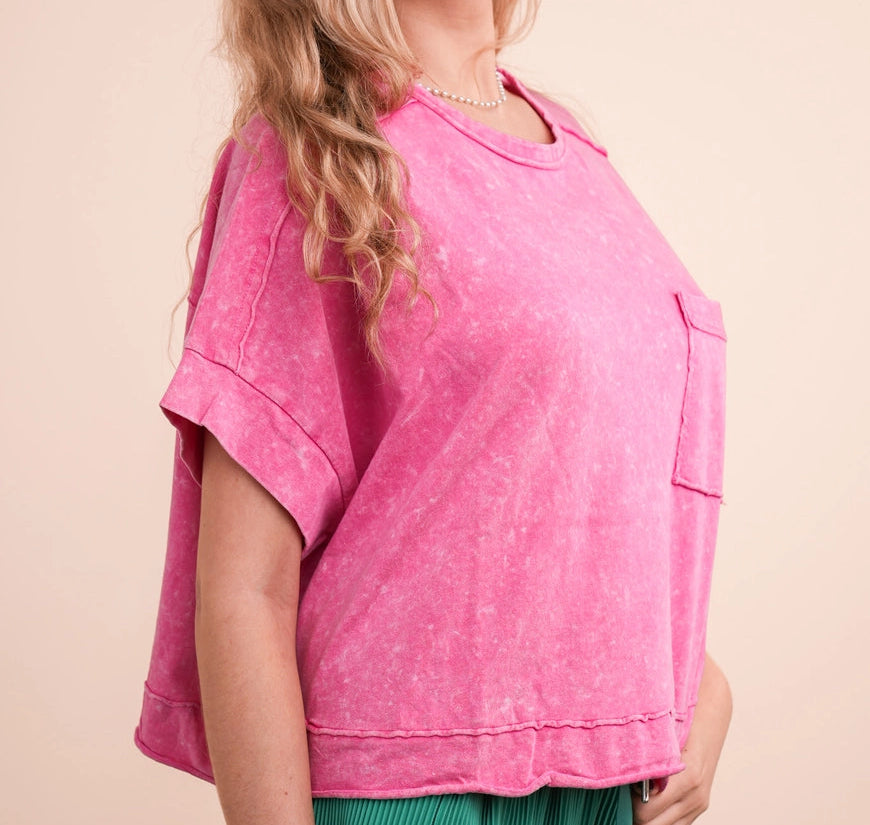 Perfect Pink Oversized Crop Tee