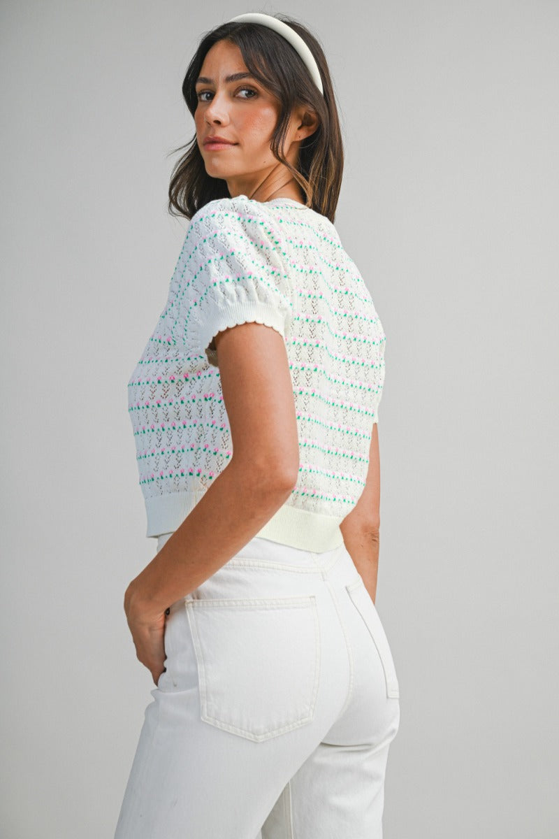 The Eleanor Pointelle Knit Cardigan