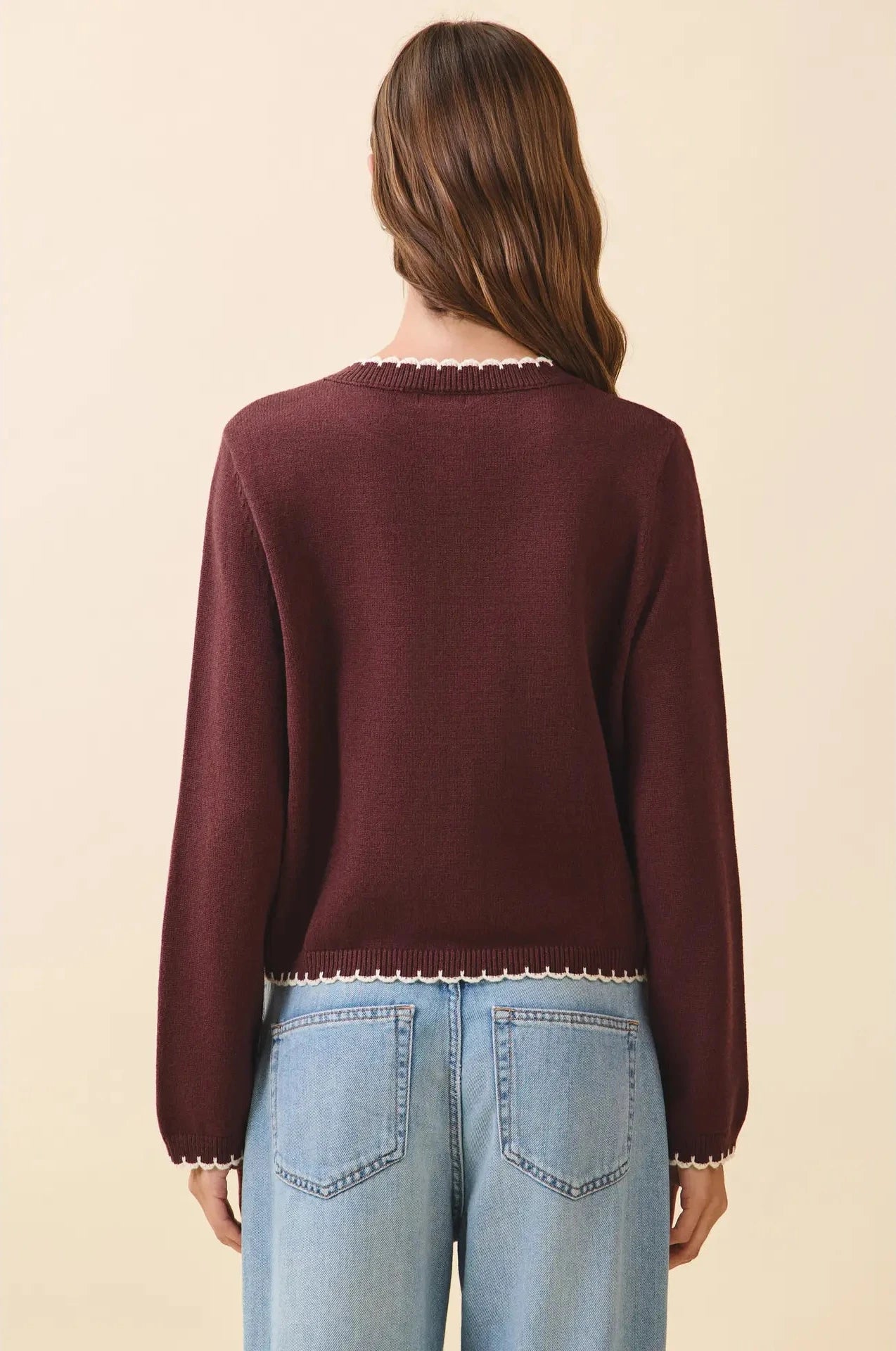 Scalloped Cocoa Cardigan