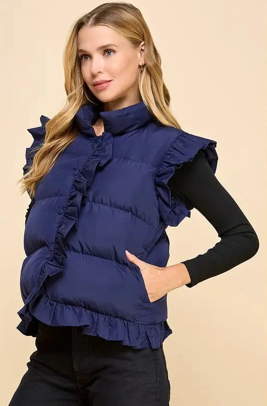 Navy Lane Ruffled Vest