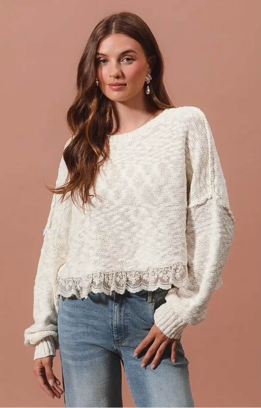 Ivory Lace Knit Sweater