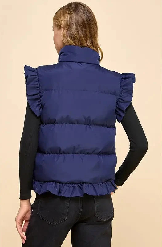 Navy Lane Ruffled Vest