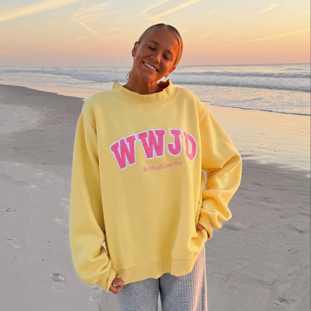 WWJD Lemon Mockneck