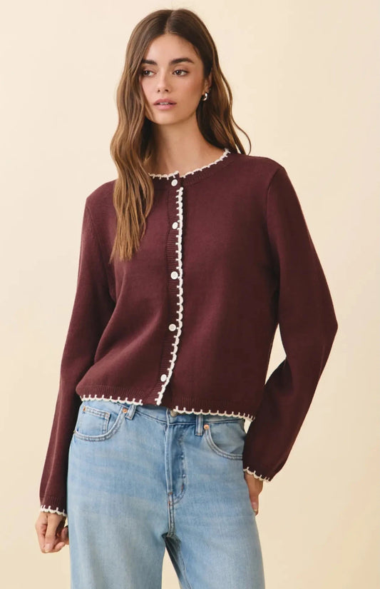 Scalloped Cocoa Cardigan