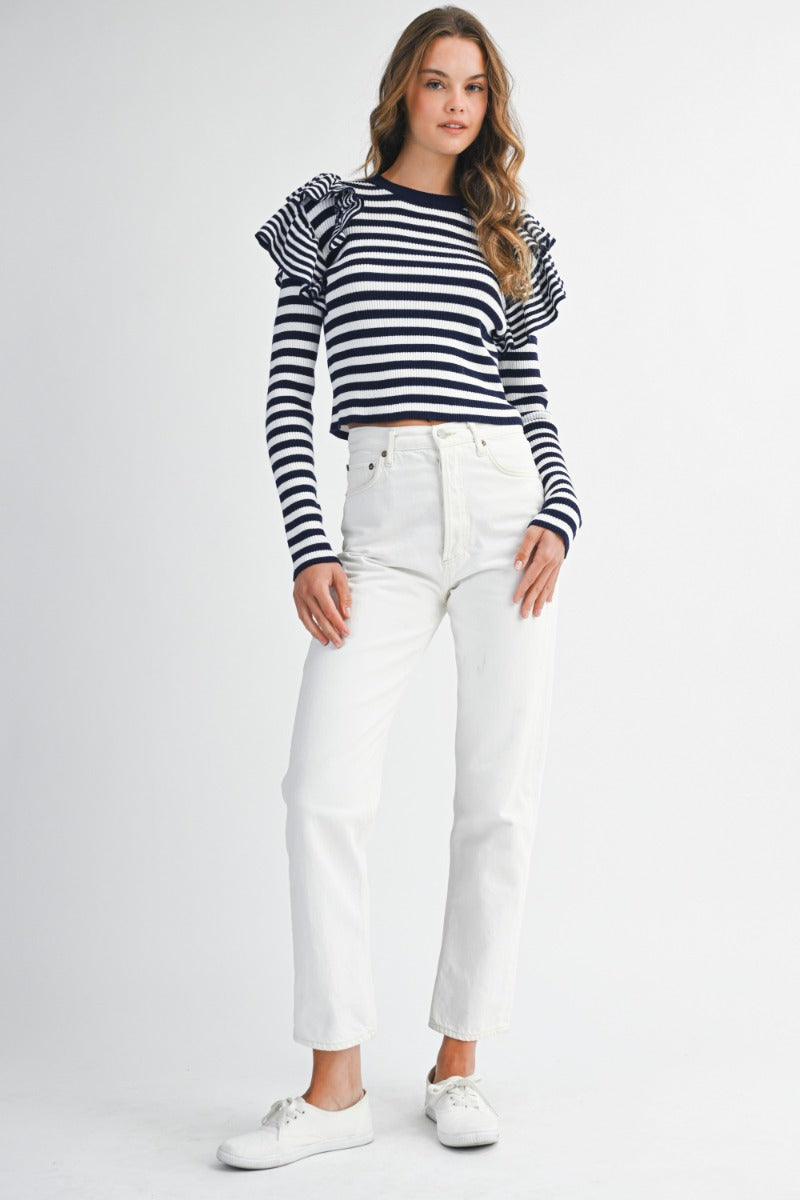 The Everly Ruffle Stripe Knit
