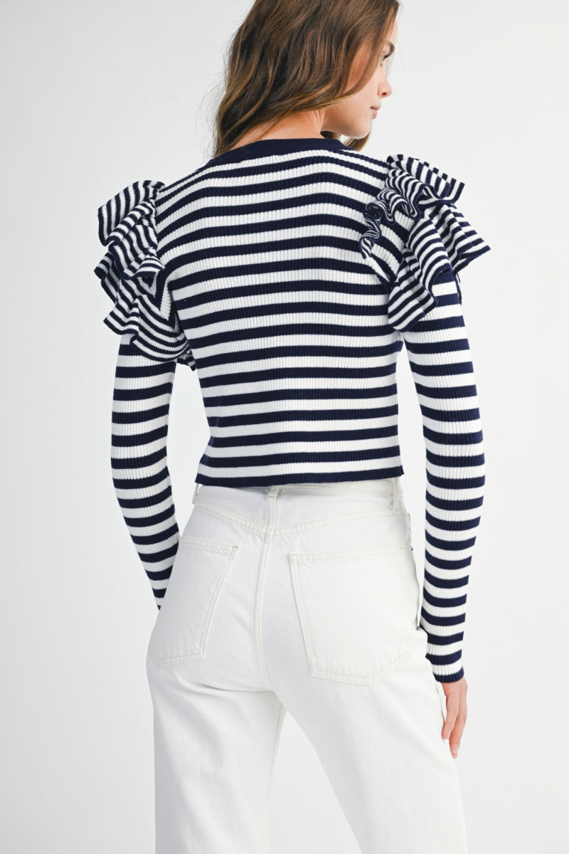 The Everly Ruffle Stripe Knit
