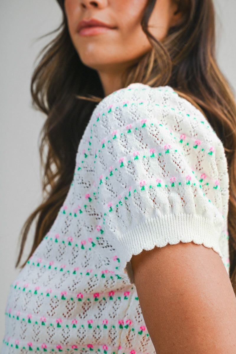 The Eleanor Pointelle Knit Cardigan