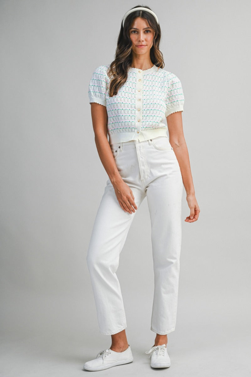 The Eleanor Pointelle Knit Cardigan