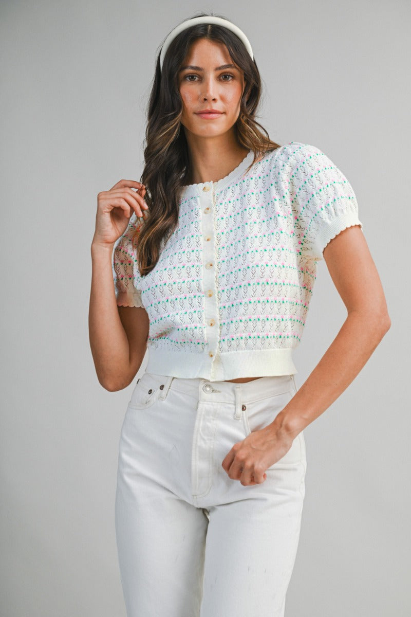 The Eleanor Pointelle Knit Cardigan