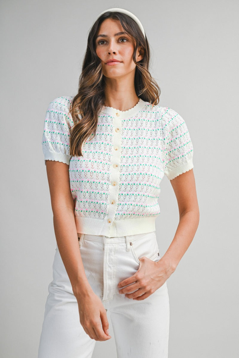 The Eleanor Pointelle Knit Cardigan