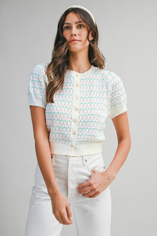 The Eleanor Pointelle Knit Cardigan