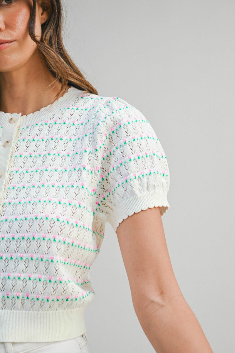 The Eleanor Pointelle Knit Cardigan