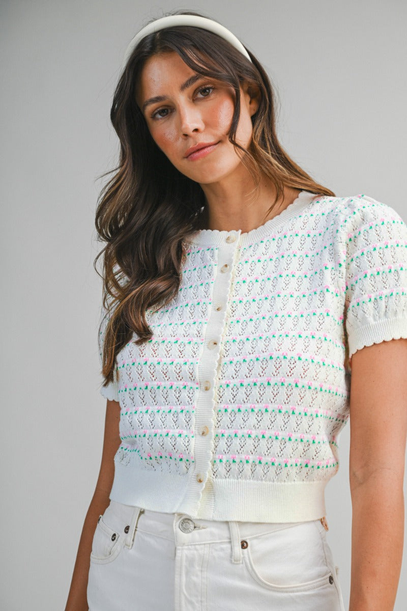 The Eleanor Pointelle Knit Cardigan